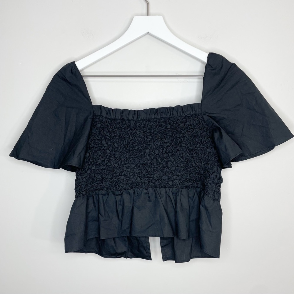 Mare Mare x Anthropologie Black Bow-Front Peplum Blouse Size XS - Picture 5 of 7